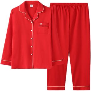 Karnigafan Women's Pajama Set, Red Women's Pajama Set, Two Pieces Soft Long Sleeve Pajamas Long Pants With Pockets Homewear in Saudi Arabia