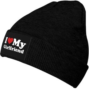 I Love My Girlfriend Funny I Heart My Girlfriend Black Men Women Knit Beanie Hat Winter Warm Soft Stretchy Cap in Saudi Arabia
