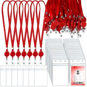 Marspark Lanyard with ID Holder Include Flat Lanyard with Retractable Badge Reel and Clear Vertical Card for Offices(Multicolor,50 Set) in Kuwait