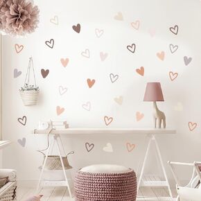 6 ورقات 72 قطعة من ملصقات الحائط برسومات قلب الحب، sacinora Boho Love DIY ملصقات جدارية فنية قابلة للإزالة من الفينيل قابلة للتقشير واللصق للأولاد والبنات وغرفة النوم وغرفة المعيشة وغرفة الدراسة وديكور المنزل in Kuwait