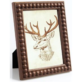 Moodisque 5x7 Picture Frame Wood Beaded Photo Frame MDF Brown Rusitc Frames Vintage Unique Wall Hanging Desktop Gifts Home Decor Birthday Artwork Anniversary for Mom Family Friends in Saudi Arabia