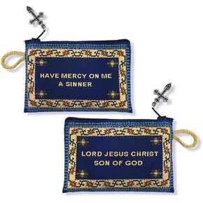 Alexandra Int'l Tapestry Cloth Jesus Prayer Pouch Lord Jesus Christ, Son of God 4 1/4 Inch - 2 Sided, Blue with Gold in Saudi Arabia
