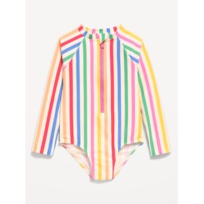 بدلة سباحة قطعة واحدة مطبوعة بسحاب أمامي من Old Navy للفتيات الصغيرات - خطوط متعددة in Kuwait