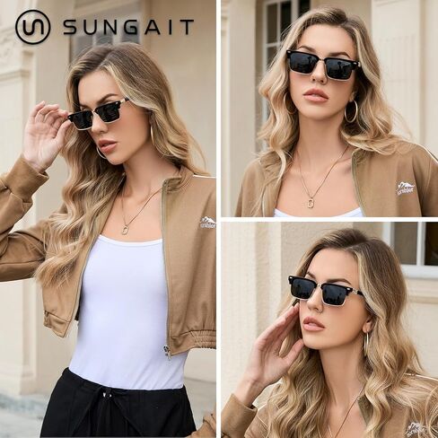SUNGAIT Classic Half Frame Sunglasses Men Womens Retro Rimless Sun Glasses Vintage Style Driving Sunglasses for Men Women in Saudi Arabia