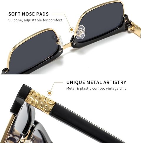 SUNGAIT Classic Half Frame Sunglasses Men Womens Retro Rimless Sun Glasses Vintage Style Driving Sunglasses for Men Women in Saudi Arabia