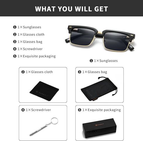 SUNGAIT Classic Half Frame Sunglasses Men Womens Retro Rimless Sun Glasses Vintage Style Driving Sunglasses for Men Women in Saudi Arabia