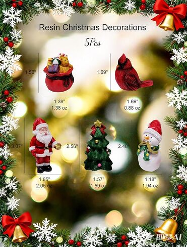 lamnes عيد الميلاد التماثيل المصغرة، الراتنج الصغيرة سانتا كلوز الحلي عيد الميلاد مصغرة زخرفة الراتنج لفصل الشتاء السنة الجديدة عطلة حزب تفضل الزينة in Kuwait