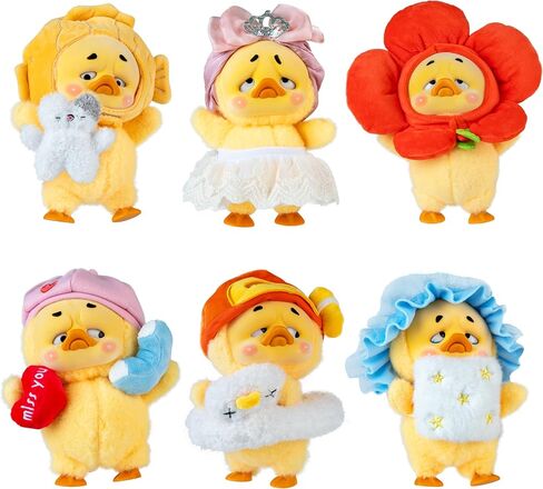 ORB Official Upset Duck Blind Box Plush Figurine - Act Cute Series - Collectible Plush Duck Decorative Figure with Adorable Outfits - 1 of 7 Possible Figures (1 Rare Figure) to Collect in Each Box in Kuwait