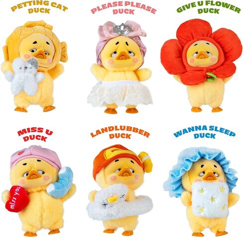 ORB Official Upset Duck Blind Box Plush Figurine - Act Cute Series - Collectible Plush Duck Decorative Figure with Adorable Outfits - 1 of 7 Possible Figures (1 Rare Figure) to Collect in Each Box in Kuwait