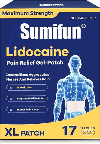 Sumifun Extra Large Lidocaine Patches - 4.72"x7.87" | 4% Lidocaine Maximum Strength for Lower Back & Sciatica | 8-Hour Long Lasting Relief (Extra Large, Count, 23) in Saudi Arabia