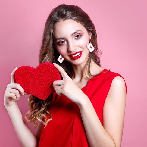 Valentine's Day Earrings for Women - Red Heart Envelope Dangle Jewelry, Valentines Day Outfit Accessories Gifts in Saudi Arabia
