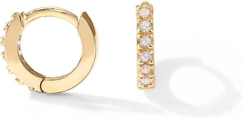 PAVOI 14K Gold Plated 925 Sterling Silver Posts Cubic Zirconia Mini Huggie Earrings for Women | Tiny Cartilage Helix Huggie Hoop Earrings in Saudi Arabia