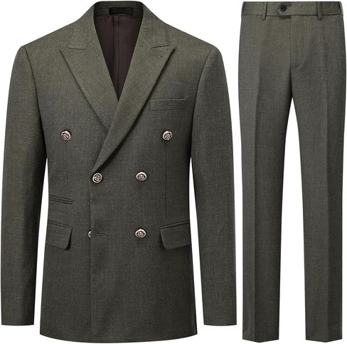 Cloudstyle Mens 2-Piece Dress Suit Blazer Slim Fit Double-Breasted Suit Jacket Sport Coat and Pants Set in Kuwait