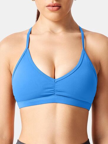 Workout Sports Bras for Women Padded Strappy Open Back Gym Bra Light Impact Criss Cross Yoga Crop Top in Saudi Arabia