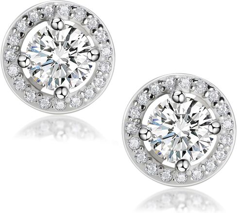 Moissanite Stud Earrings for Women, 0.5-1ct Round Cut D Color VVS1 Moissanite Earrings, S925 Sterling Silver Plated 18K White Gold Women's Earrings Jewelry Gifts in Saudi Arabia