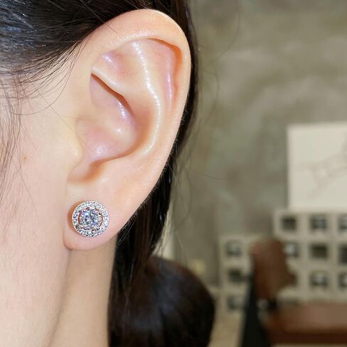 Moissanite Stud Earrings for Women, 0.5-1ct Round Cut D Color VVS1 Moissanite Earrings, S925 Sterling Silver Plated 18K White Gold Women's Earrings Jewelry Gifts in Saudi Arabia
