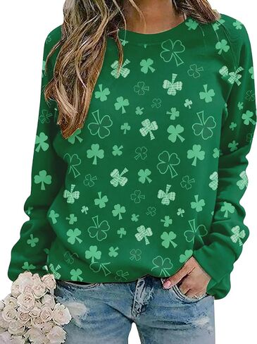 MYHALF St Patricks Day Sweatshirt Women Shamrock Long Sleeve Irish Festival Holiday Tee Short Sleeve Causal Top in Saudi Arabia