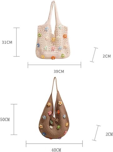 Gniwhd Boho Crochet Beach Bag with Cute Flower, Knit Tote Bag for Women Summer Holiday Travel in Saudi Arabia