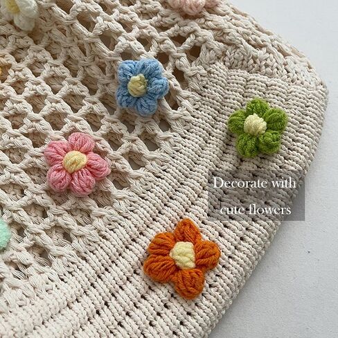Gniwhd Boho Crochet Beach Bag with Cute Flower, Knit Tote Bag for Women Summer Holiday Travel in Saudi Arabia