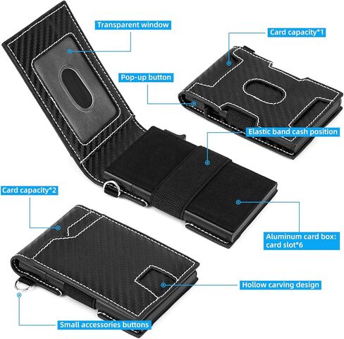 FUNGORGT Mens Wallet Slim - Personalized Wallet for Men Rfid Blocking Smart Wallet with Engraved Accessory & AirTag Leather Sheath, Minimalist Credit/ID Cards Passport Holder Wallet in Saudi Arabia