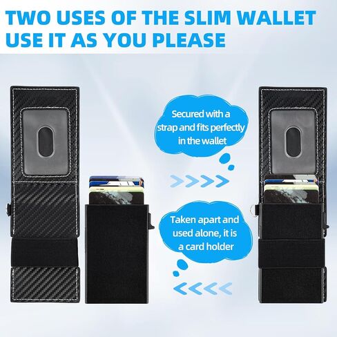 FUNGORGT Mens Wallet Slim - Personalized Wallet for Men Rfid Blocking Smart Wallet with Engraved Accessory & AirTag Leather Sheath, Minimalist Credit/ID Cards Passport Holder Wallet in Saudi Arabia