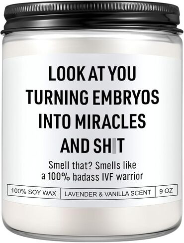 Karply Badass IVF Warrior Candle, IVF Must Haves, IVF Gifts for Women, Fertility Support, Infertility, Funny Christmas, Transfer Day, Presents for First Time Mom to Be, New Mom in Saudi Arabia