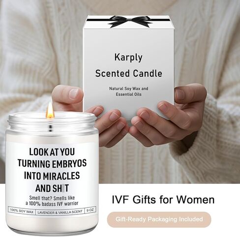 Karply Badass IVF Warrior Candle, IVF Must Haves, IVF Gifts for Women, Fertility Support, Infertility, Funny Christmas, Transfer Day, Presents for First Time Mom to Be, New Mom in Saudi Arabia