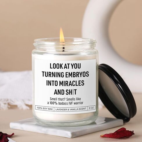 Karply Badass IVF Warrior Candle, IVF Must Haves, IVF Gifts for Women, Fertility Support, Infertility, Funny Christmas, Transfer Day, Presents for First Time Mom to Be, New Mom in Saudi Arabia