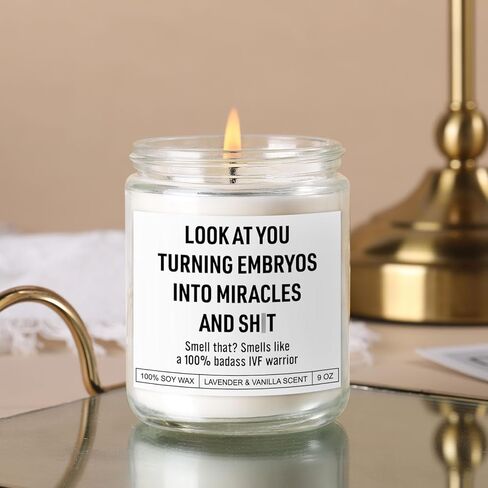Karply Badass IVF Warrior Candle, IVF Must Haves, IVF Gifts for Women, Fertility Support, Infertility, Funny Christmas, Transfer Day, Presents for First Time Mom to Be, New Mom in Saudi Arabia