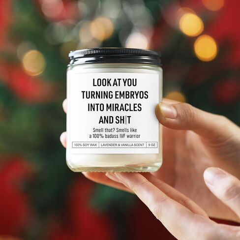 Karply Badass IVF Warrior Candle, IVF Must Haves, IVF Gifts for Women, Fertility Support, Infertility, Funny Christmas, Transfer Day, Presents for First Time Mom to Be, New Mom in Saudi Arabia