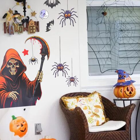 6 Sheet/Set Halloween Electrostatic Window Stickers Cartoon Home Glass Mirror Ambient Decor Sticker 6 Styles 30 * 20 * 0.1cm in Saudi Arabia