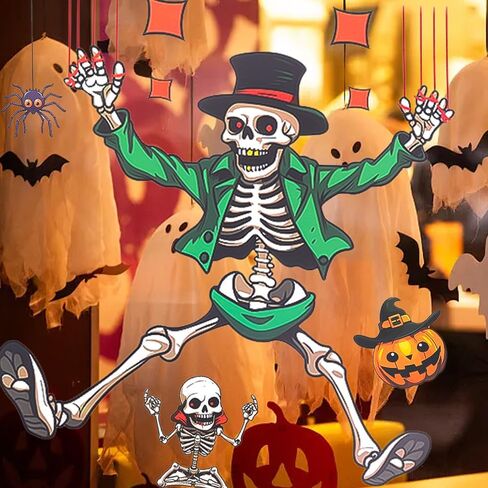 6 Sheet/Set Halloween Electrostatic Window Stickers Cartoon Home Glass Mirror Ambient Decor Sticker 6 Styles 30 * 20 * 0.1cm in Saudi Arabia