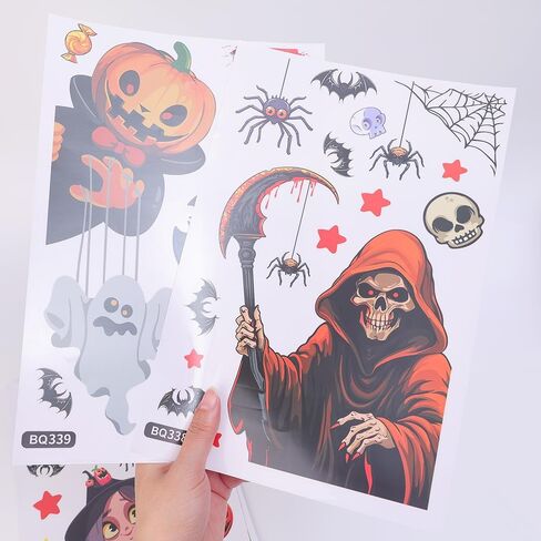 6 Sheet/Set Halloween Electrostatic Window Stickers Cartoon Home Glass Mirror Ambient Decor Sticker 6 Styles 30 * 20 * 0.1cm in Saudi Arabia
