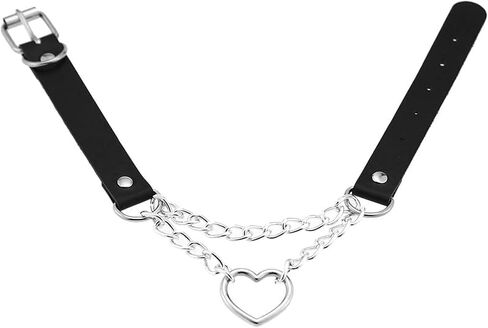 Love Heart Choker Necklace for Women, Leather Gothic Collar and Leash Set for Women Black Choker Collar Body Chain, Rave Punk Goth Accessories Body Chain Belt Jewelry for Halloween Sexy Cosplay in Saudi Arabia