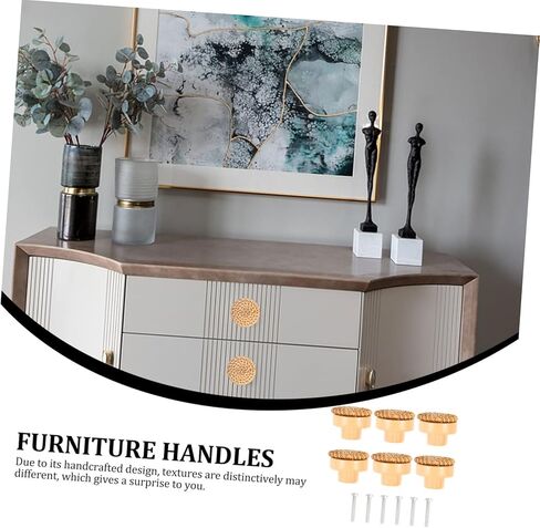 DOITOOL 6sets Rattan Wooden Drawer Pulls Cabinet Knobs Vanity Knobs Kitchen Cabinet Handles Wooden Pull Handles Drawer for Dressers in Kuwait