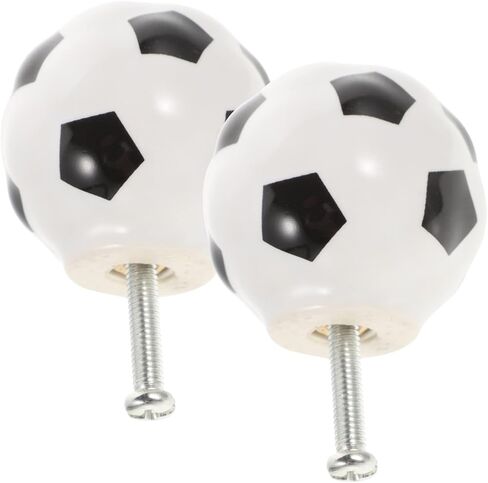 Garneck 2pcs Decorative Ceramic Cabinet Knobs Wear-Resistant Drawer Pulls for Kitchen and Furniture Cartoon Soccer Design Easy to Install Heavy-Duty and Stylish for Daily Use in Saudi Arabia