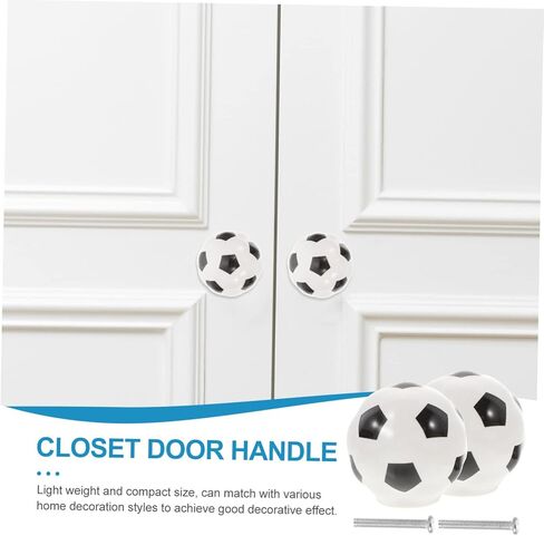 Garneck 2pcs Decorative Ceramic Cabinet Knobs Wear-Resistant Drawer Pulls for Kitchen and Furniture Cartoon Soccer Design Easy to Install Heavy-Duty and Stylish for Daily Use in Saudi Arabia