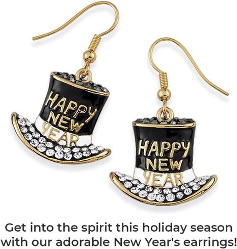SAGEFINDS Happy New Year’s Eve Party Hat Earrings | Enameled Goldplate and Crystal Festive Holiday Jewelry | Sparkling Rhinestone Accessory in Saudi Arabia