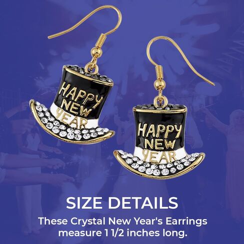 SAGEFINDS Happy New Year’s Eve Party Hat Earrings | Enameled Goldplate and Crystal Festive Holiday Jewelry | Sparkling Rhinestone Accessory in Saudi Arabia