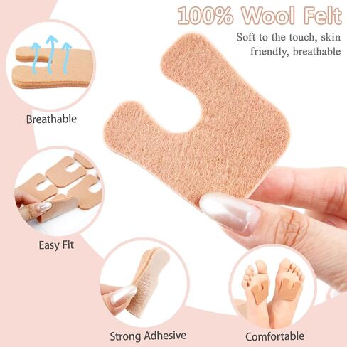 72Pcs U Shaped Callus Pads Self Adhesive Felt Foot Cushions for Plantar Pain Relief Brown Foot Callus Cushions to Prevent Rubbing Foot Care Pads for Men Women in Saudi Arabia