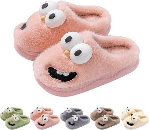 Kissing Slippers for Women Men, Winter Fluffy Warm Cute Cartoon Big Eye Dog Soulmate Slipper Non-Slip Comfortable House Slides in Saudi Arabia