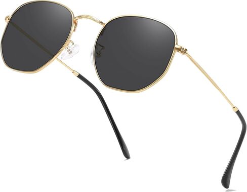 aisswzber Metal Hexagonal Polarized Sunglasses Small Frame Unisex Shades for Women Men UV Protection Lightweight Glasses in Saudi Arabia