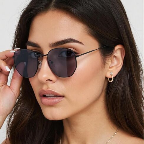 aisswzber Metal Hexagonal Polarized Sunglasses Small Frame Unisex Shades for Women Men UV Protection Lightweight Glasses in Saudi Arabia