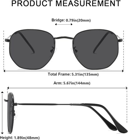 aisswzber Metal Hexagonal Polarized Sunglasses Small Frame Unisex Shades for Women Men UV Protection Lightweight Glasses in Saudi Arabia