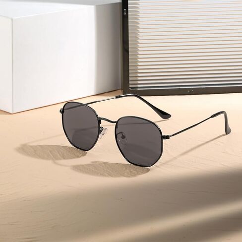 aisswzber Metal Hexagonal Polarized Sunglasses Small Frame Unisex Shades for Women Men UV Protection Lightweight Glasses in Saudi Arabia