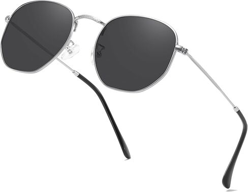 aisswzber Metal Hexagonal Polarized Sunglasses Small Frame Unisex Shades for Women Men UV Protection Lightweight Glasses in Saudi Arabia
