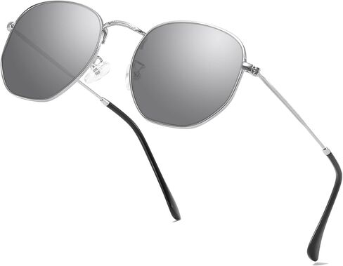 aisswzber Metal Hexagonal Polarized Sunglasses Small Frame Unisex Shades for Women Men UV Protection Lightweight Glasses in Saudi Arabia