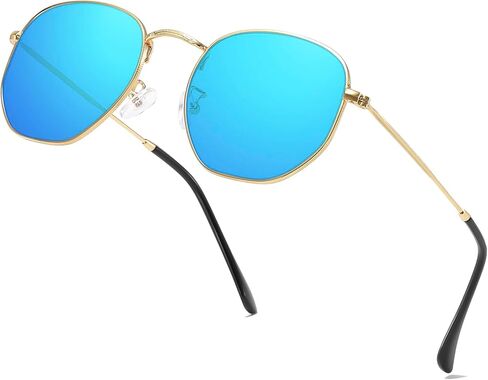 aisswzber Metal Hexagonal Polarized Sunglasses Small Frame Unisex Shades for Women Men UV Protection Lightweight Glasses in Saudi Arabia