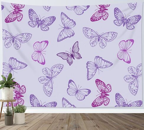 MEUNEAR Purple Butterfly Tapestry Vintage Butterfly Tapestry Wall Hanging Fantasy Wall Art for Living Room Bedroom Dorm Party Decorations Blanket, 40L X 60W inches in Saudi Arabia