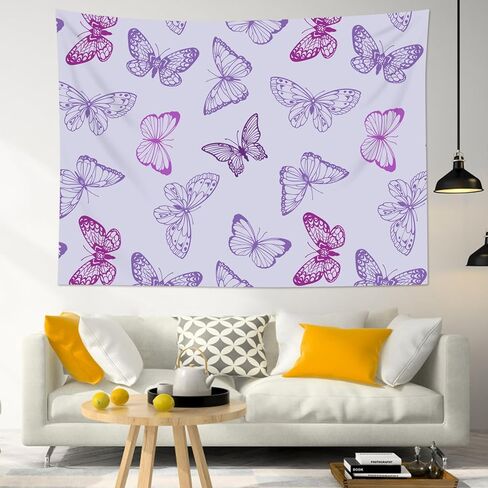 MEUNEAR Purple Butterfly Tapestry Vintage Butterfly Tapestry Wall Hanging Fantasy Wall Art for Living Room Bedroom Dorm Party Decorations Blanket, 40L X 60W inches in Saudi Arabia